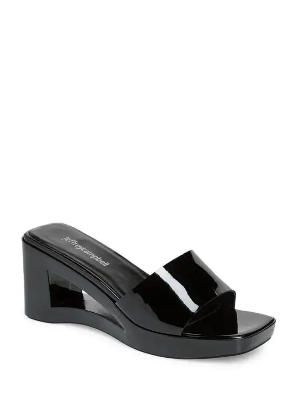 Jeffrey Campbell Black Patent Wedge Mule Slides